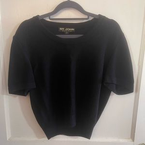 St. John Basics Cropped black short sleeve sweater size small
